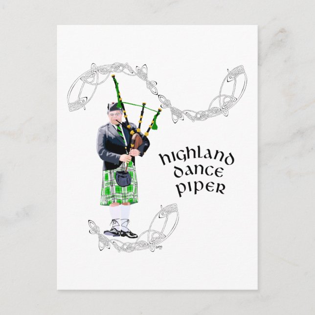 Cartão Postal Gentleman Bagpiper em Green Kilt (Frente)
