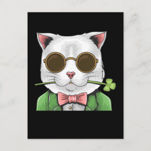 Cartão Postal Gentleman Cat Shamrock Homens Mulheres Dia de São 