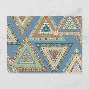 Cartão Postal Geo X externo   Padrão indiano tribal azul