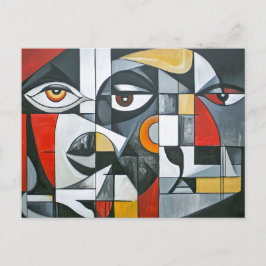 Cartão Postal Geometria Facial Moderna Cubista