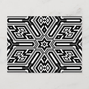 Cartão Postal Geométrico Moderno Branco Na moda preto