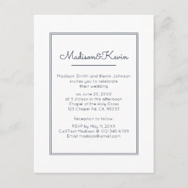 Cartão Postal Geométrico Moderno | Casamento azul simples