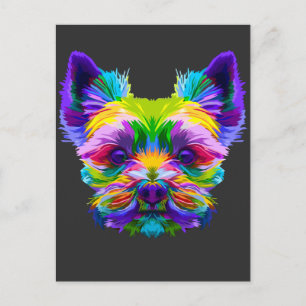 Cartão Postal Geométrico Yorkshire Terrier Yorkie Art Animal Lo