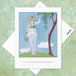 Cartão Postal George Barbier Escolhendo Fruta Moda Francesa