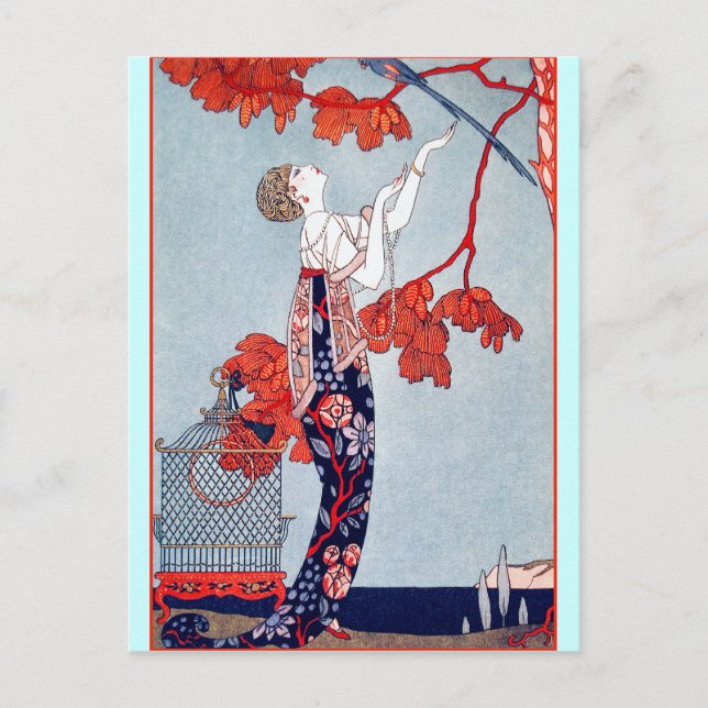Cartão Postal George Barbier "L'Oiseau Volage" 1914 (Frente)