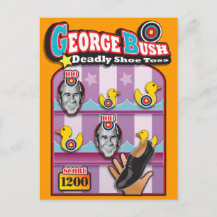 Cartão Postal George Bush - Ataque de Calçado do Repórter!