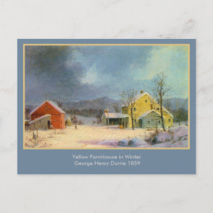 Cartão Postal George Durrie Yellow Rustic Country Farmhouse