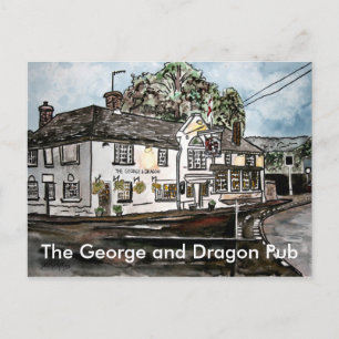 Cartão Postal george e Dragon pub restaurante england art, T...