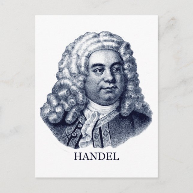 Cartão Postal George Frideric Handel, azul (Frente)