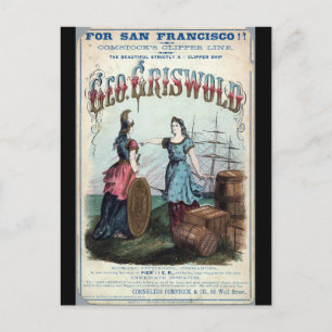 Cartão Postal George Griswold Clipper dirigindo navio 1863