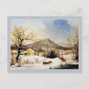 Cartão Postal George Henry Durrie Fazenda de Natal Rustic Countr