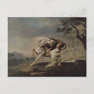 Cartão Postal George Stubbs - Leão Atacando um Cavalo