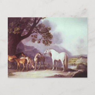 Cartão Postal George Stubbs- Mares e Pés numa Paisagem