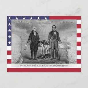 Cartão Postal George Washington Abraham Lincoln EUA Americano