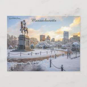 Cartão Postal George Washington Dirige Jardins Públicos de Bosto