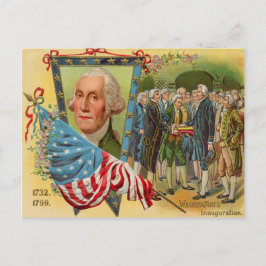 Cartão Postal George Washington Inauguração Bandeira Americana