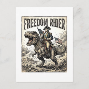 Cartão Postal George Washington Patriótico Montando T-rex Liberd