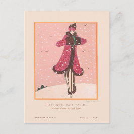 Cartão Postal Georges Lepape Vintage Art Deco Fashion É Frio
