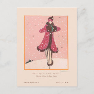 Cartão Postal Georges Lepape Vintage Art Deco Fashion É Frio