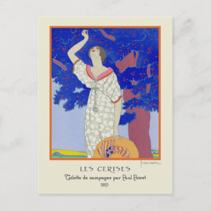 Cartão Postal Georges Lepape Vintage Art Deco Fashion Les Cerise