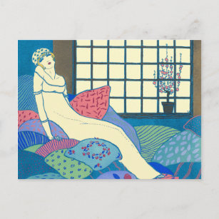 Cartão Postal Georges Lepape Vintage Art Deco Fashion Les Choses