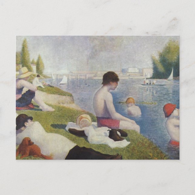Cartão Postal Georges Seurat - Bathers em Asnieres (Frente)