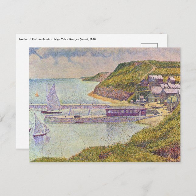 Cartão Postal Georges Seurat - Port-en-Bessin na Maré Alta (Frente/Verso)