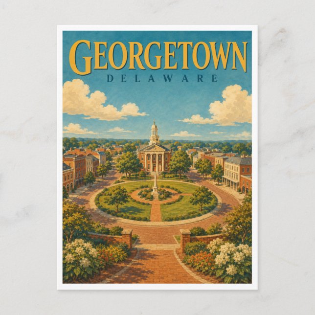 Cartão Postal Georgetown Delaware O Círculo GeoSaga (Frente)