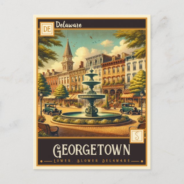 Cartão Postal Georgetown, Delaware | Vintage (Frente)
