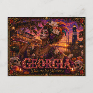 Cartão Postal Geórgia Día de los Muertos Retro