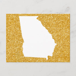 Cartão Postal Geórgia em Brilho Branco e Dourado