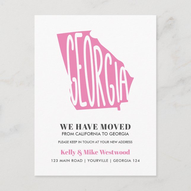 Cartão Postal GEÓRGIA Mudamos novo endereço Novo Cartão-postal (Frente)