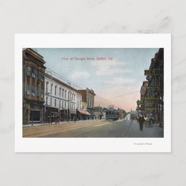 Cartão Postal Georgia Street View com o Street Car (Frente)