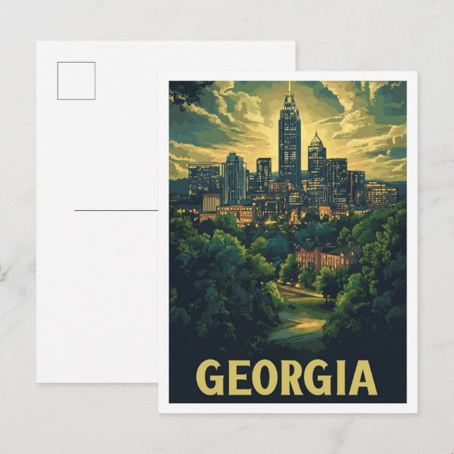 Cartão Postal Georgia USA Art Vintage Viagem (Frente/Verso)
