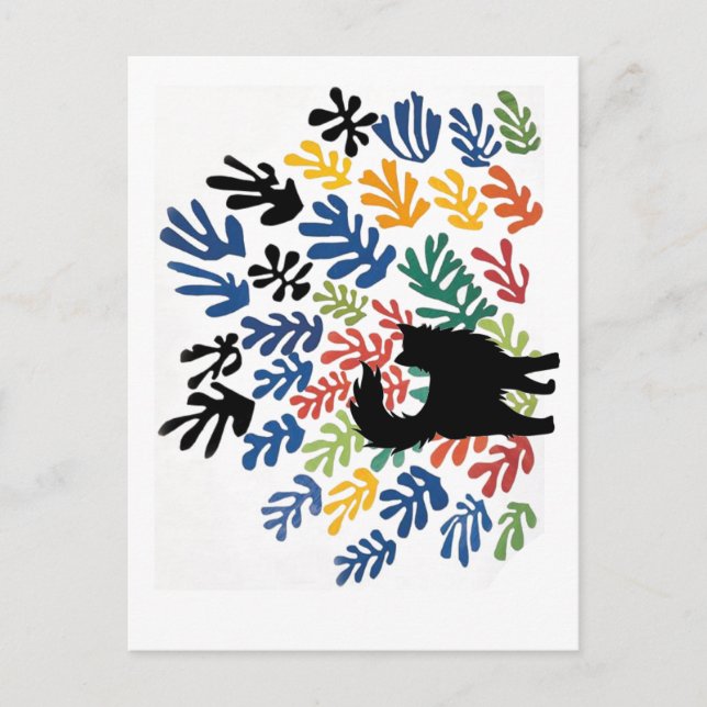 Cartão Postal Gerbe por Matisse, Cat Art Parody, (Frente)