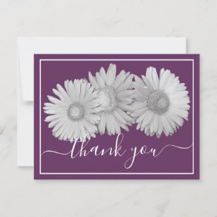 Cartão Postal Gerbera Daisies Purple Background Obrigado
