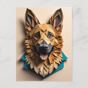 Cartão Postal German shepherd 3D Paper Art Design T-shirt