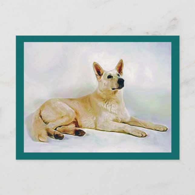 Cartão Postal German shepherd branco (Frente)