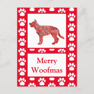 Cartão Postal German shepherd Cachorro Silhouette Red Felry Nata