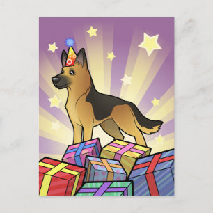 Cartão Postal German shepherd de aniversário