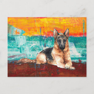 Cartão Postal German shepherd de pintura artística