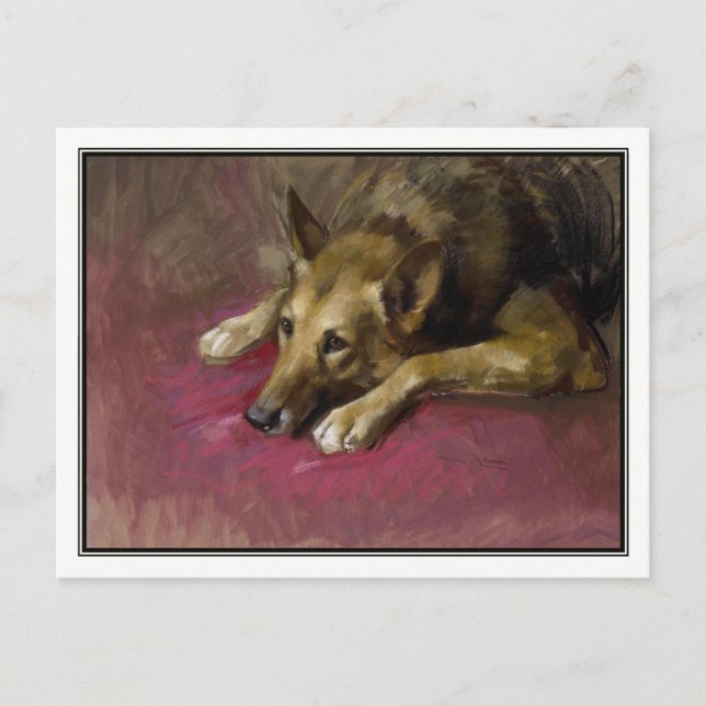 Cartão Postal German shepherd do doente por Marino Lencim (Frente)