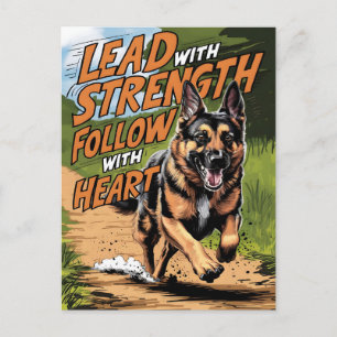 Cartão Postal German shepherd Em Execução Com Coração