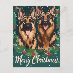 Cartão Postal German shepherd Feliz Natal