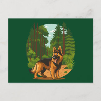 Cartão Postal German Shepherd Forest Adventure Dog 