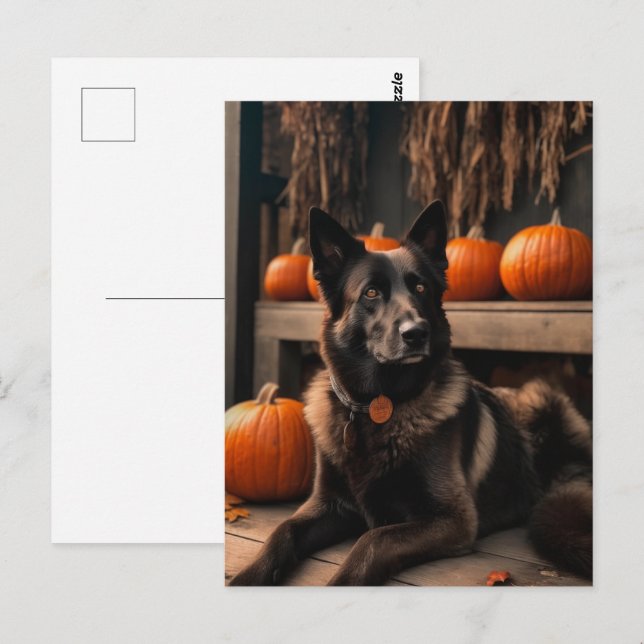 Cartão Postal German shepherd Halloween (Frente/Verso)
