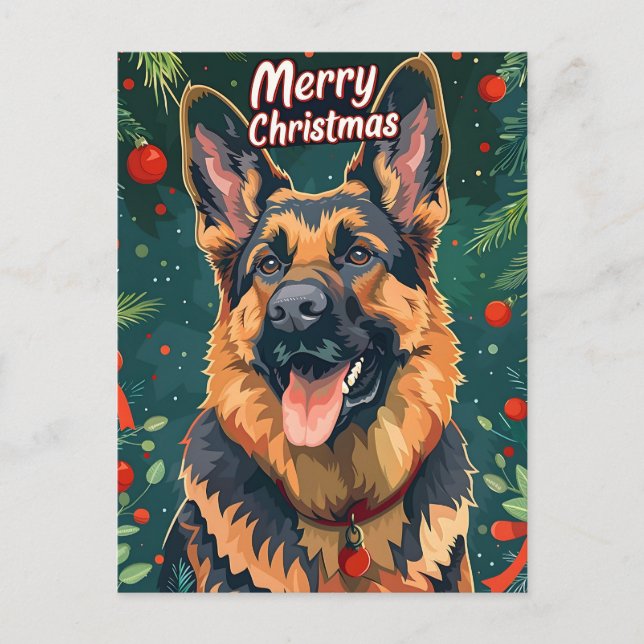 Cartão Postal German shepherd Natal (Frente)