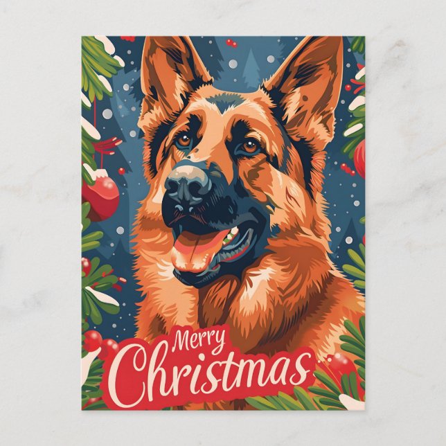 Cartão Postal German shepherd Natal (Frente)