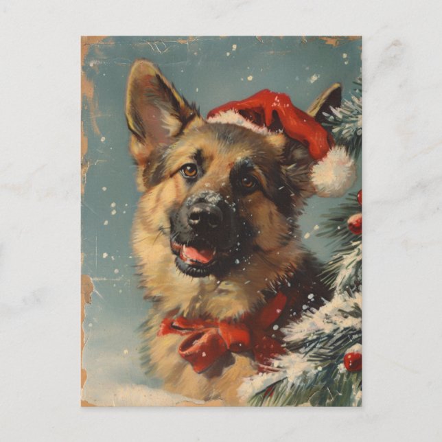 Cartão Postal German shepherd Natal (Frente)