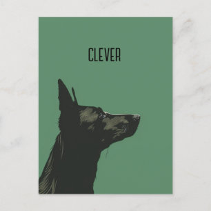 Cartão Postal German shepherd Negra Clever